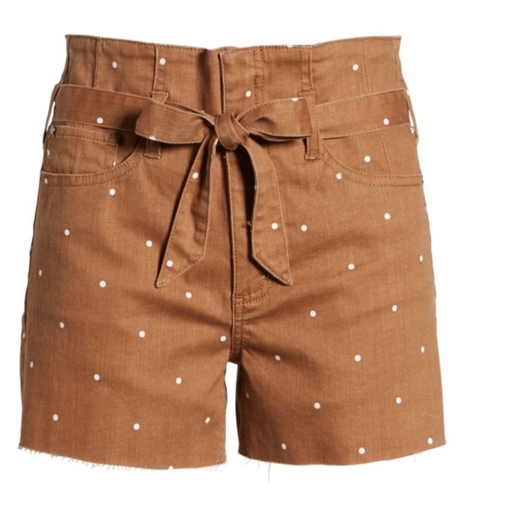 TINSEL Brown Polka Dot Paper Bag Belted Denim Shorts Size 28 NWOT Vintage Bambi